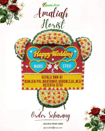 Karangan Papan Bunga Pernikahan di Mulyoasri